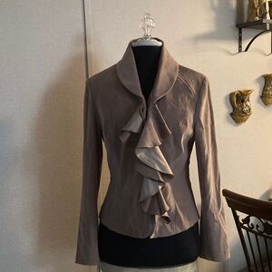 Cato Taupe Ruffle Blazer